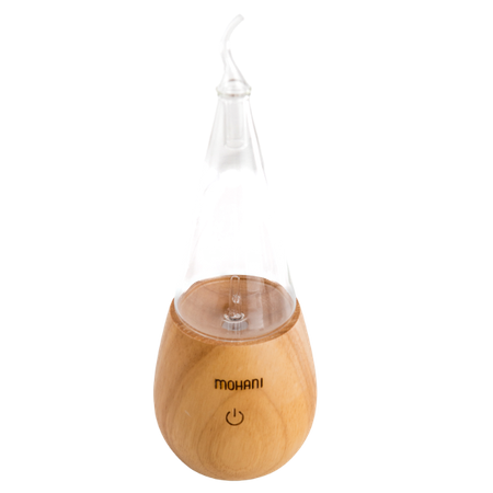 Nebulizator - dyfuzor olejków eterycznych Mohani - jasne drewno, szklany stożek