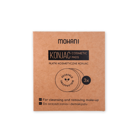 Wielorazowe roślinne płatki kosmetyczne Konjac 3 szt.- Mohani