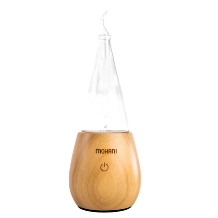 Nebulizator - dyfuzor olejków eterycznych Mohani - jasne drewno, szklany stożek